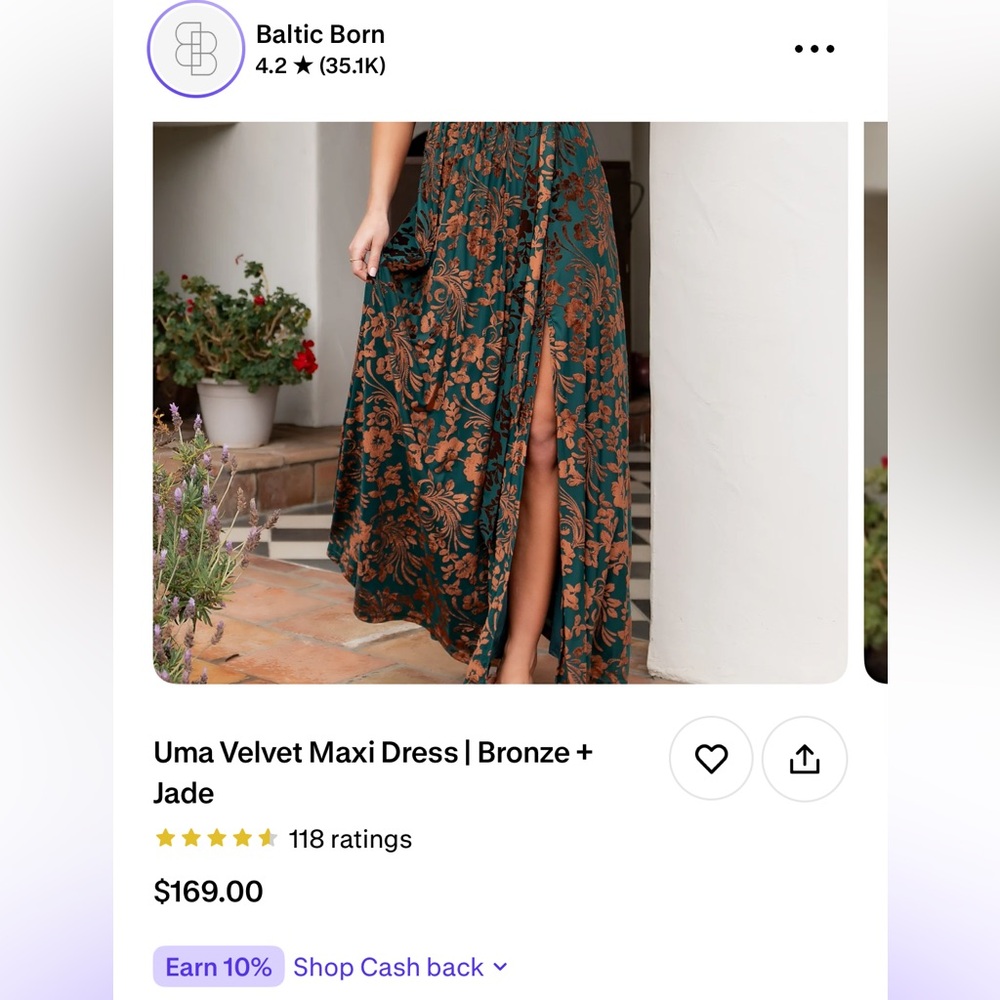 NWT Baltic Born Uma Velvet Maxi Dress Size XL - Picture 4 of 6